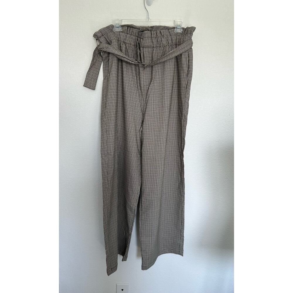 OAT New York Grey Checkered Paperbag Waist Plaid Pant - XL